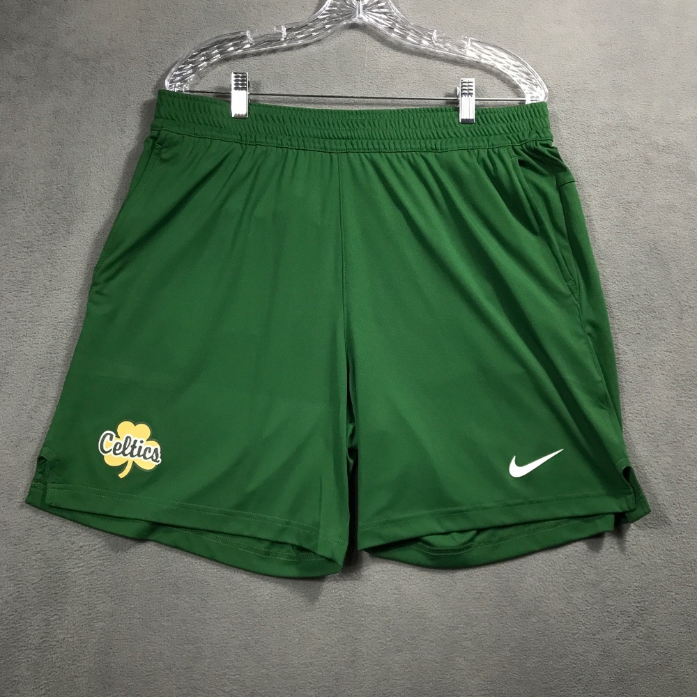 Nike Dri-Fit Athletic Basketball Shorts Celtics Green Mens Large 3 Pocket